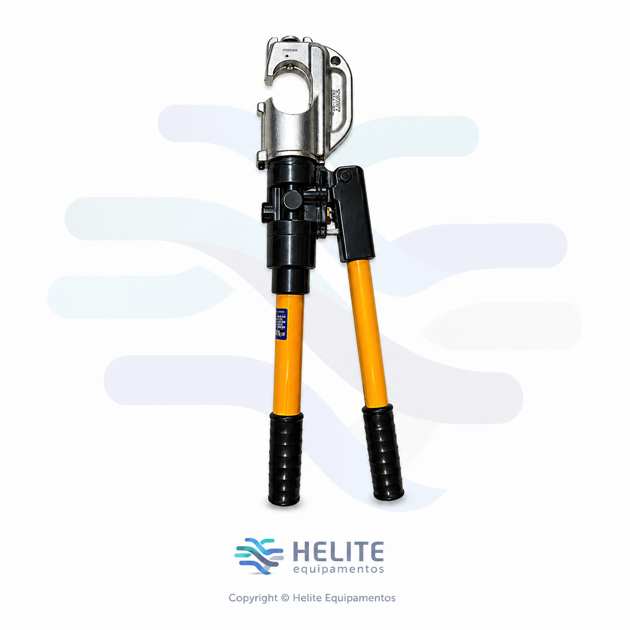 Alicate eletro hidráulico 12 toneladas para prensagem de terminais elétricos de cobre e alumínio com bateria 18V e cabeçote 360 graus.