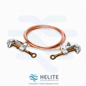 Conjunto de Aterramento Temporário Monofásico com 2 grampos em liga de alumínio e 7 metros de cabo de cobre extraflexível 25 mm² para manutenção em instalações elétricas.