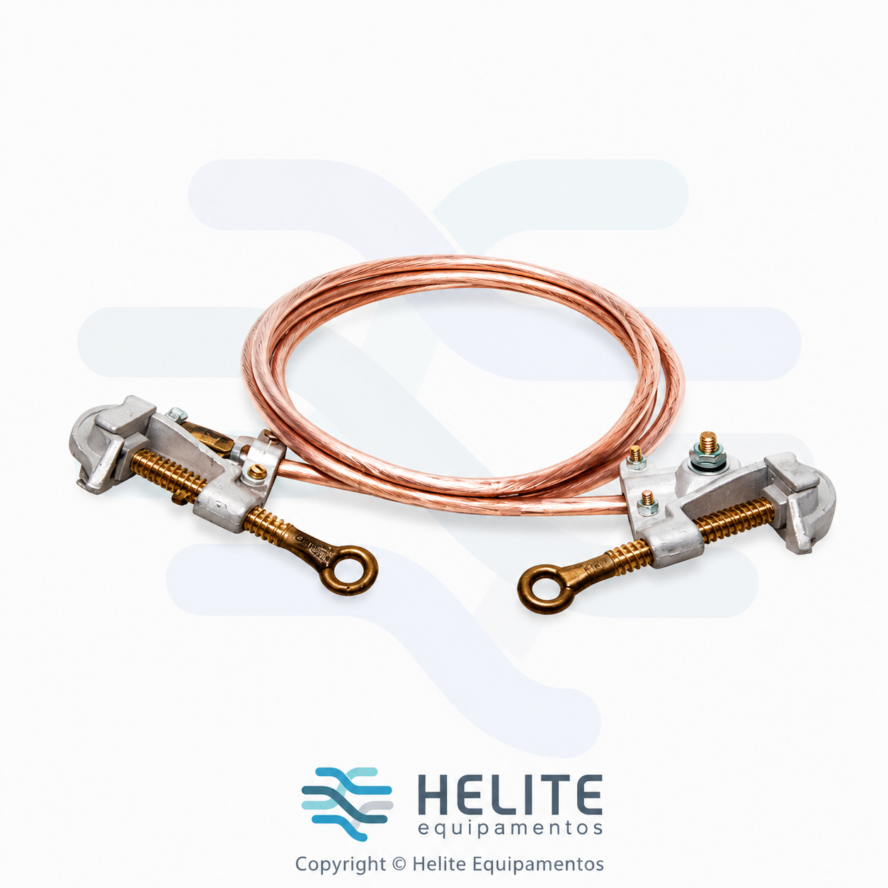 Conjunto de Aterramento Temporário Monofásico com 2 grampos em liga de alumínio e 7 metros de cabo de cobre extraflexível 25 mm² para manutenção em instalações elétricas.