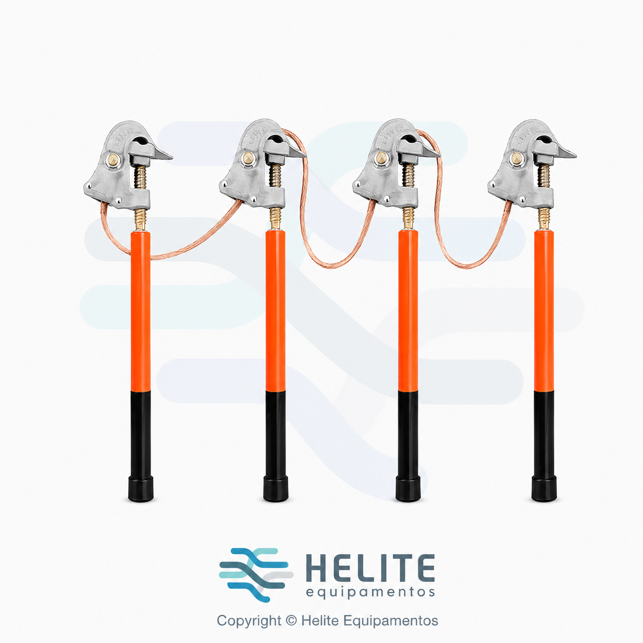 Conjunto de aterramento rede secundária BT 4 garras com bastões em fibra de vidro e cabos de cobre 25 mm²