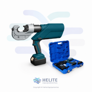 Alicate eletro hidráulico 12 toneladas para prensagem de terminais elétricos de cobre e alumínio com bateria 18V e cabeçote 360 graus.