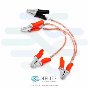 Conjunto de Aterramento Baixa Tensão Multiplexado 5 kV composto por grampos tipo alicate revestidos com plastisol e cabos de cobre ultraflexível 35 mm² para equipotencialização temporária em redes de distribuição elétrica.