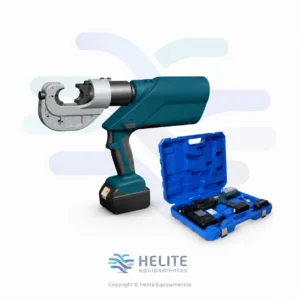 Alicate eletro hidráulico 12 toneladas para prensagem de terminais elétricos de cobre e alumínio com bateria 18V e cabeçote 360 graus.